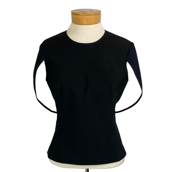 YIGAL AZROUEL Sz 6 Short Sleeve Cape Top Black and White - Picture 9 of 12